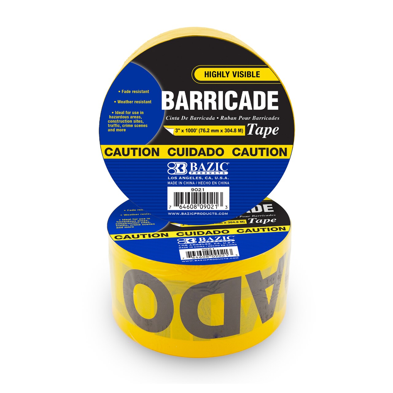 BAZIC Yellow Caution Tape, 3 in x 1000 ft, for Hazard Warning Barricade
